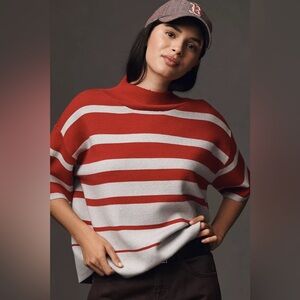 NWT Anthropologie The‎ Carys Mock-Neck Sweater by Maeve: Short-Sleeve Edition